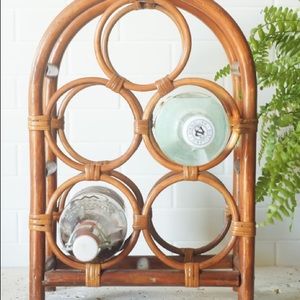 Vintage Rattan Bamboo Wine Rack/Holder